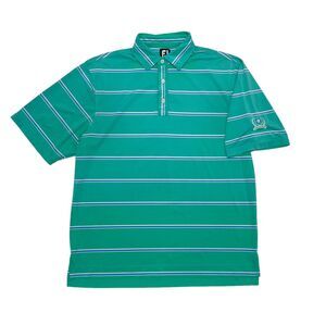 FootJoy Golf Polo Shirt Men Size‎ Large Green Blue Striped Legends Resort Myrtle